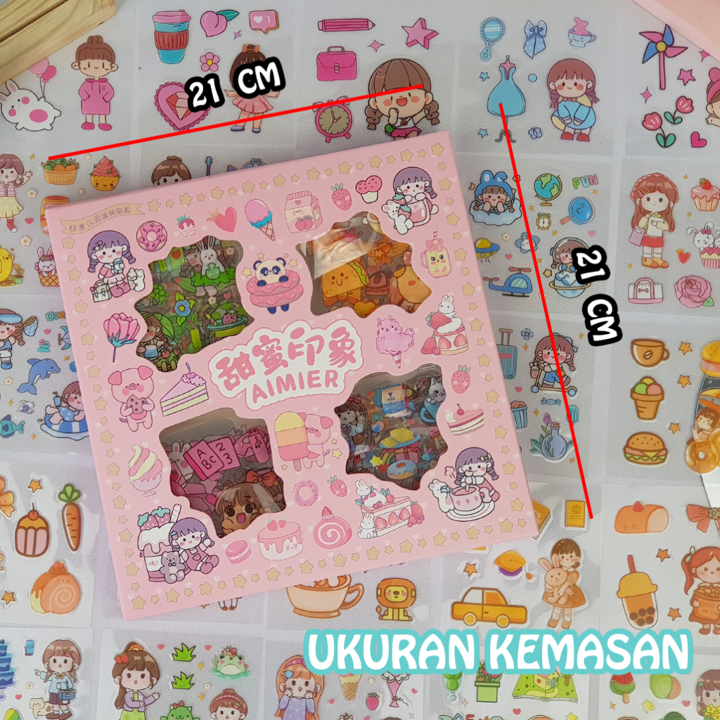 AIMIER Sticker Isi 100PCS Sticker 3D Asthetic Lucu Stiker Aimier / Sticker Jurnal 1 BOX