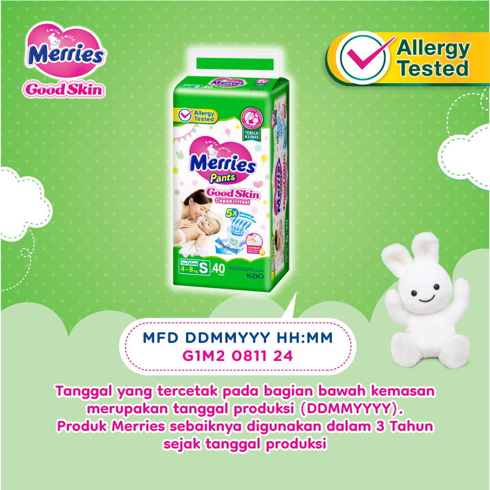 Merries Good Skin Pants Popok Bayi NB-S (3- 8kg) Isi 40 Buah Carton