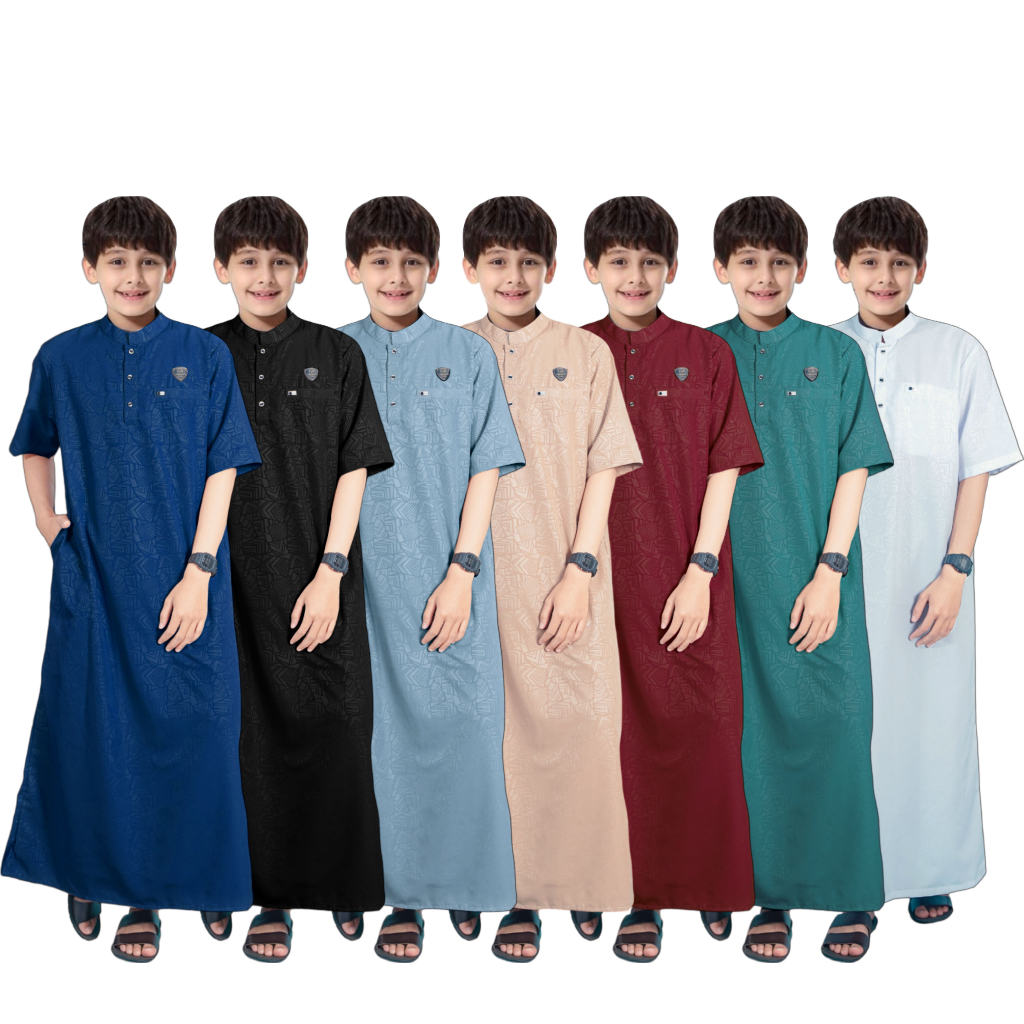 koko azmi embos Gamis anak laki laki/jubah anak laki laki/ baju koko anak terlaris dari usia  3 sampai 14 tahun