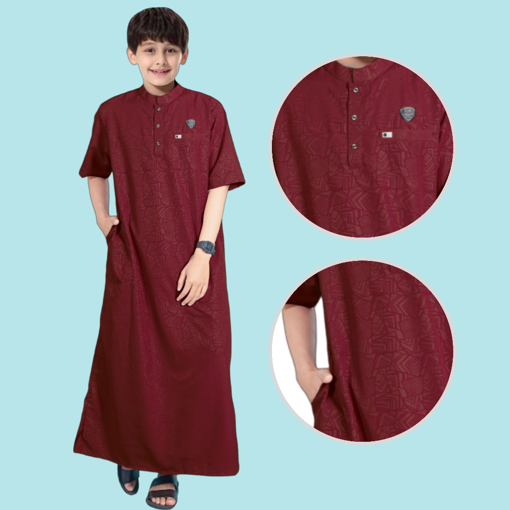 koko azmi embos Gamis anak laki laki/jubah anak laki laki/ baju koko anak terlaris dari usia  3 sampai 14 tahun
