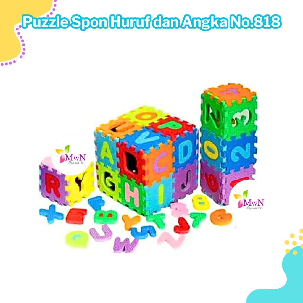 mwn.toys Mainan Puzzle Spon Huruf dan Angka No.818