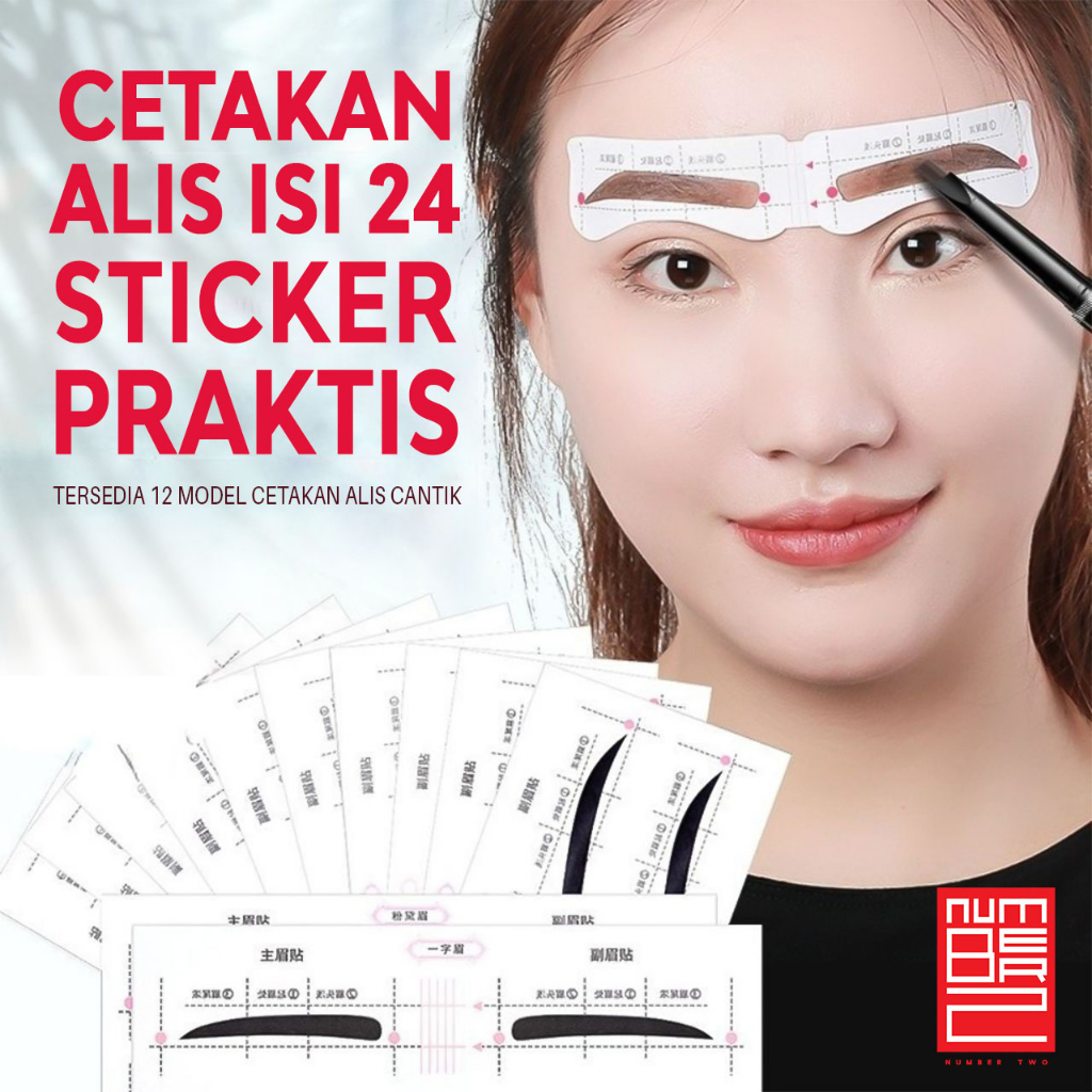 Cetakan alis mata simetris sticker stiker perekat tempel instan elastis praktis fleksibel sambung nyatu gandeng one set anti geser yang bagus praktis wanita untuk remaja