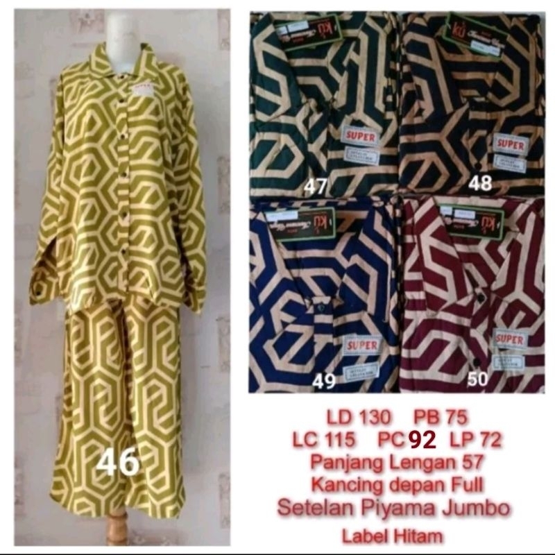 Setelan Kencana Ungu Piyama Jumbo LD 130 label Hitam