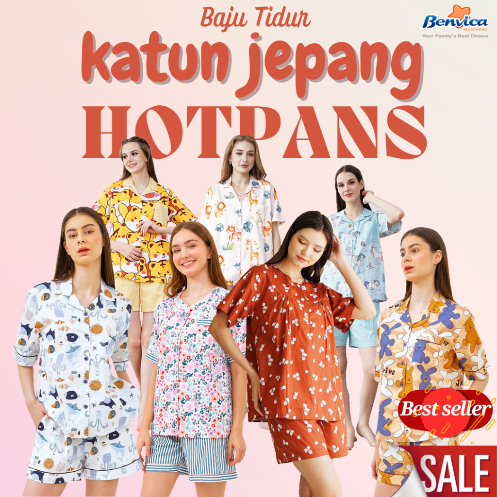 BAJU TIDUR CELANA PENDEK HOTPANS DEWASA KATUN JEPANG PREMIUM ALL SIZE  BANYAK MOTIF GREET