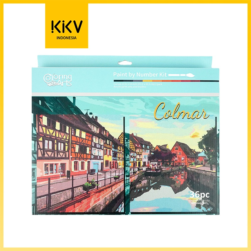 KKV - Langer Paint By Numbers Set Kanvas Cat Lukis DIY Lukisan Akrilik City View SANTORINI