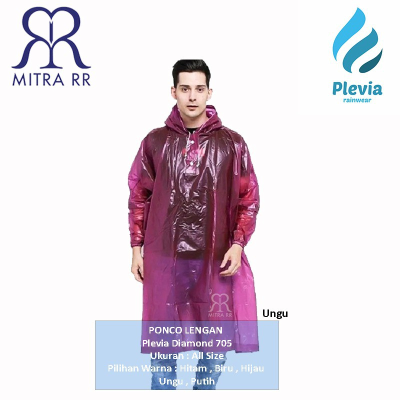 Jas Hujan Plevia Diamond Poncho Lengan Transparan 705