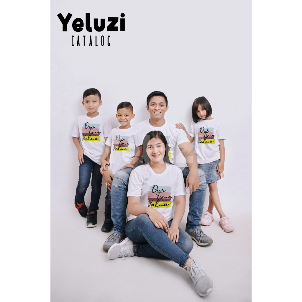 Baju Sarimbit Couple Keluarga Kaos Oblong Our Time Has Value - Putih - YELUZI