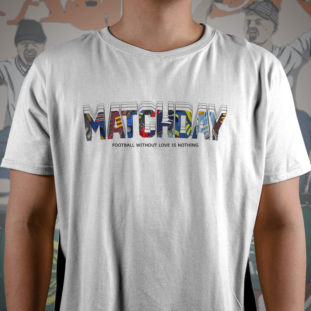 Kaos T Shirt Baju Pria Wanita Casual Matchday Football Holigans Ultras Adidas Original Putih