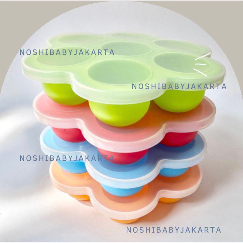Ice Tray Silicone dengan Tutup / Food Tray Silicone untuk Frozzen MPASi 7 Lubang