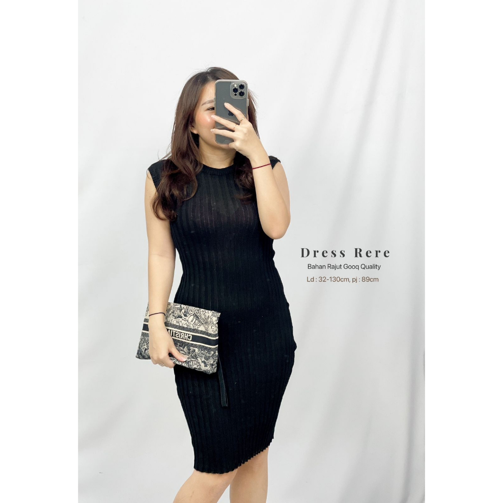 Basic id fashion Mini dres knitting bodycon / Dres wanita rere rajut