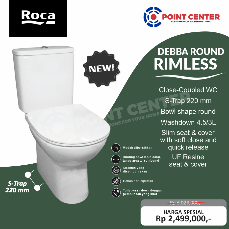 TERBAIK ROCA PROMO DEBBA ROUND RIMLESS A2 CLOSET DUDUK