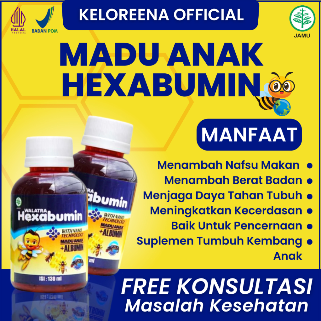 Madu Hexabumin 130ml Nutrisi Tumbuh Kembang Anak Penambah Nafsu Makan Asli 100% Suplemen Penggemuk B