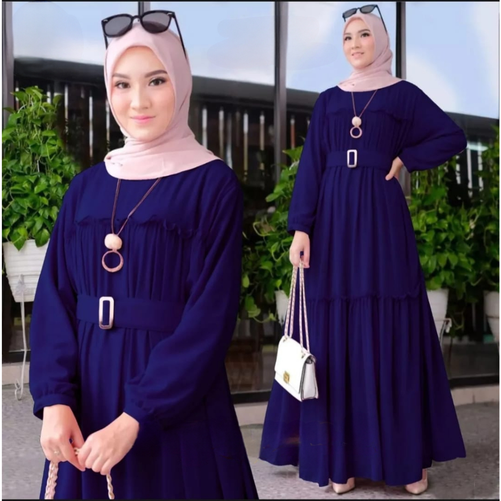 Gamis anggun Crinkle Premium gamis putih terbaru 2023 Shakila Maxi dress kekinian dan fashianable