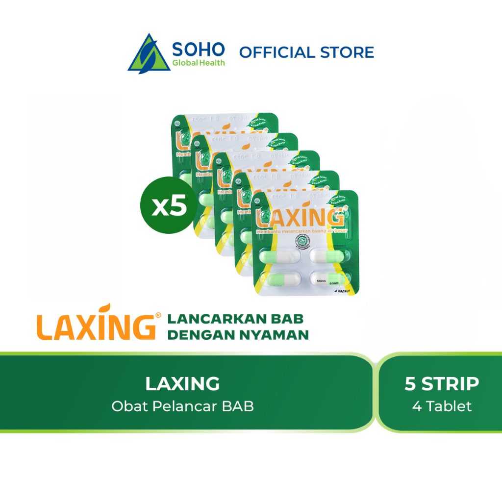 Laxing Detoks Herbal Alami / Sembelit / Begah / Konstipasi susah BAB Halal  5 strip - 20 kapsul