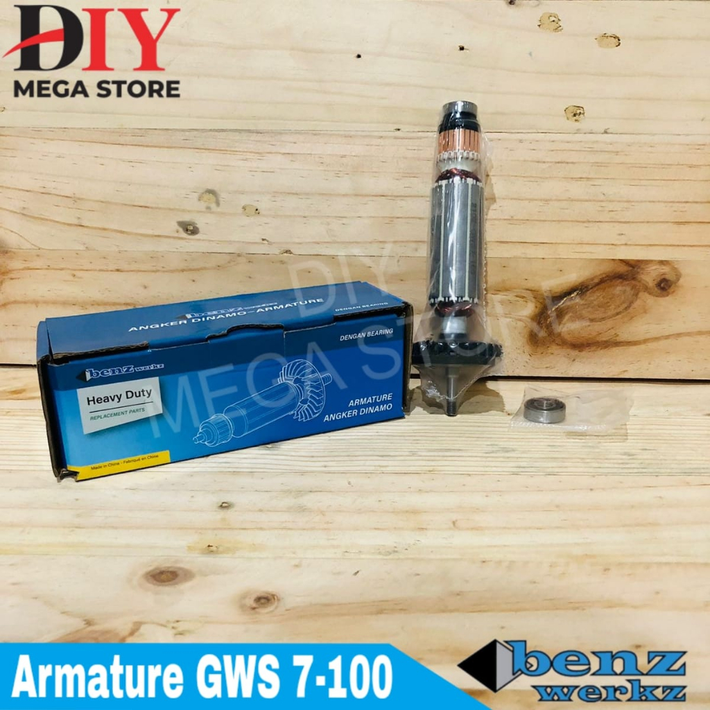 ARMATURE BENZ WERKZ GERINDA BOSCH GWS 7-100 ANGKER ROTOR GWS7-100 BENZ ANGKER MESIN GERINDA BOSCH