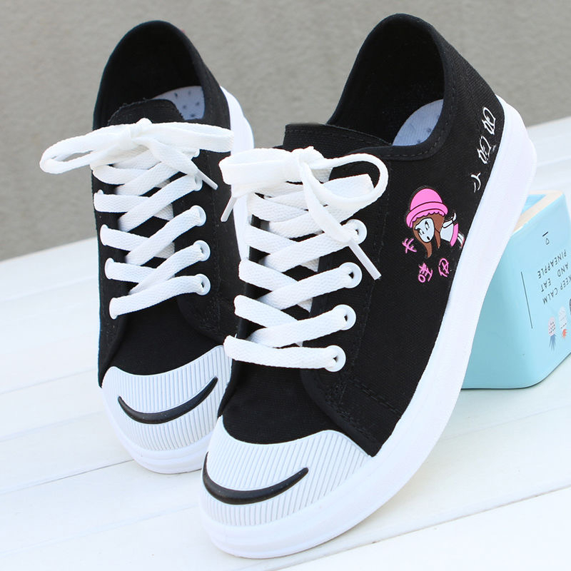 SA-003 IMPORT Sepatu Anak Import Kets Kanvas Anak Perempuan Tali Motif Kartun Casual Ukuran 28-32