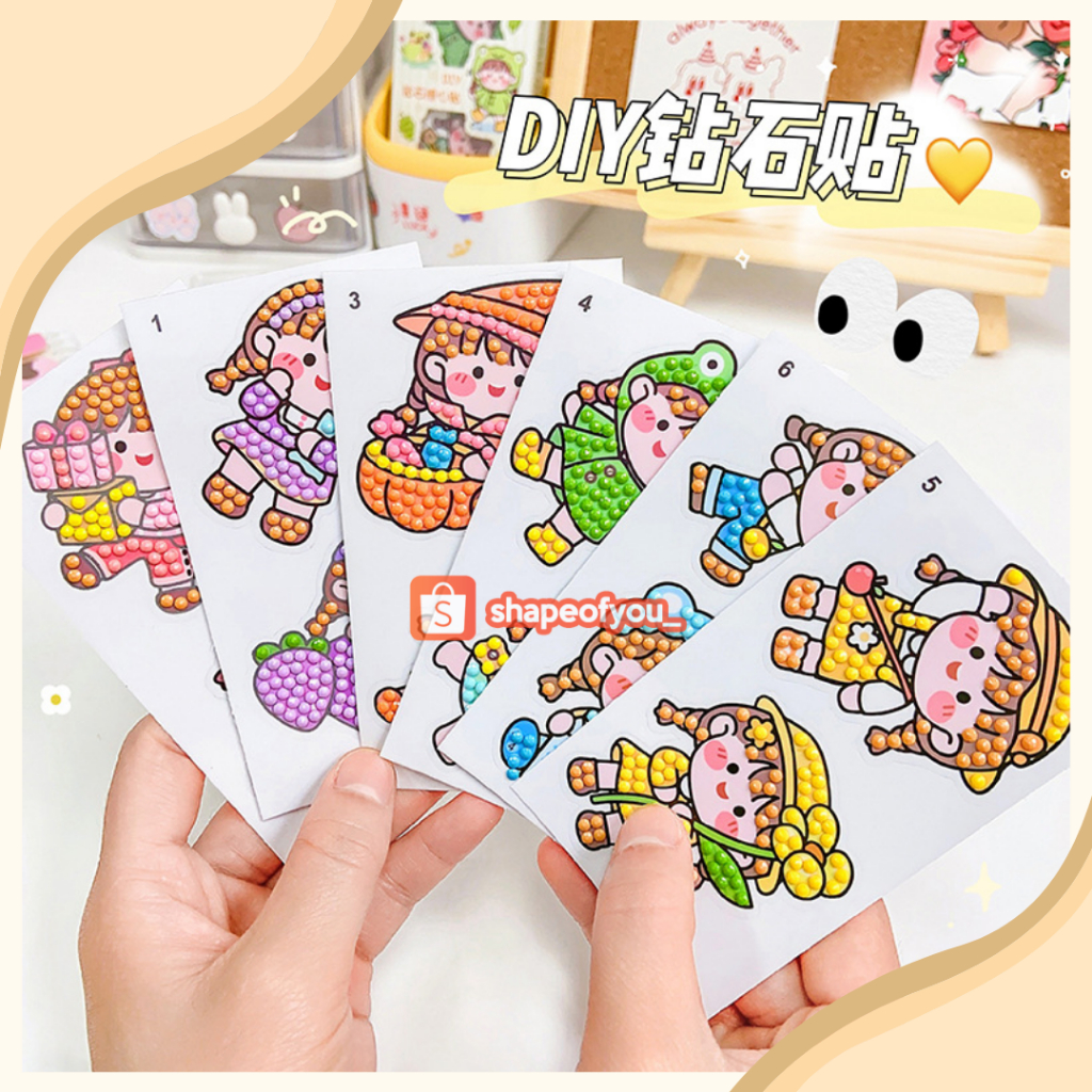 DIY Mainan Anak Sticker Diamond/Stiker Diamond Cuti POP Momo Terbaru