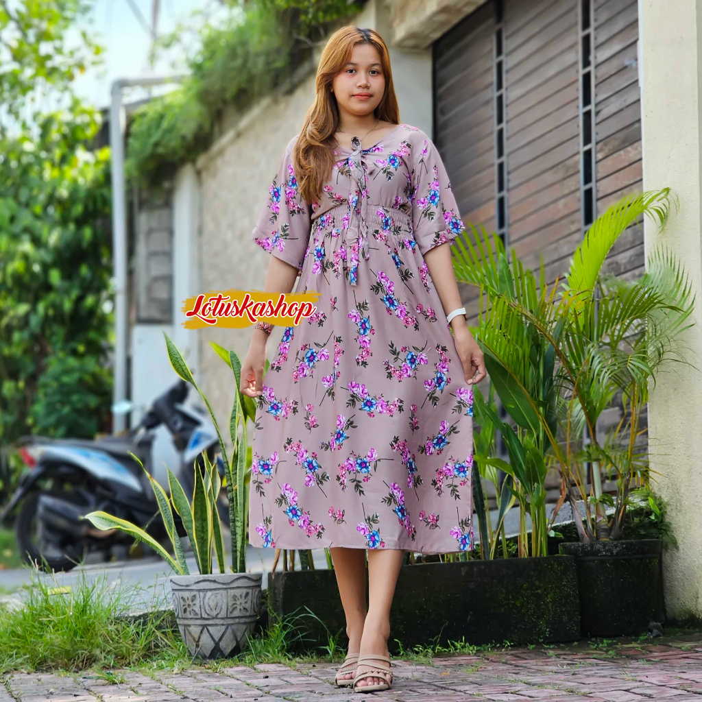 Dress Pinka Motif Azalea Terlaris Bali