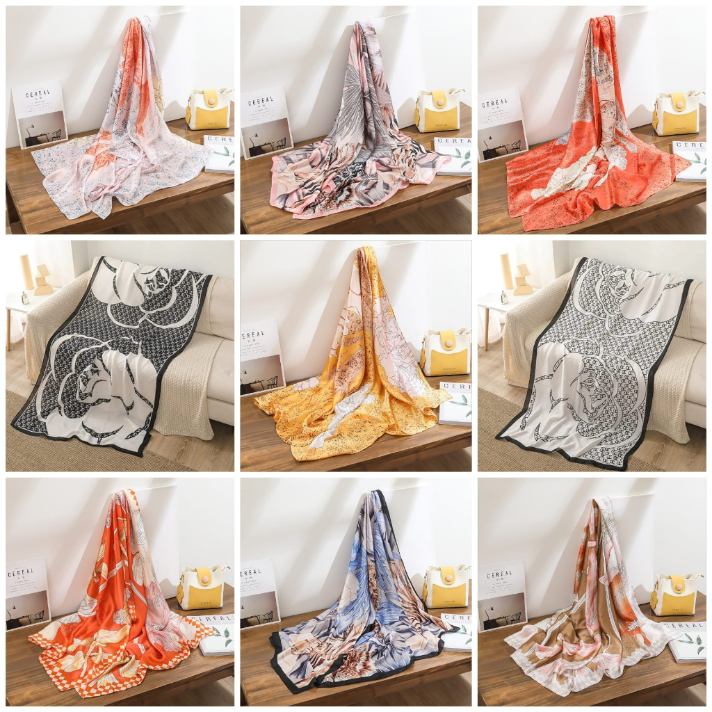 Fashionable Scraf Syal Sutra Original 180x90 Pashmina Import Jilbab Hijab syal besar