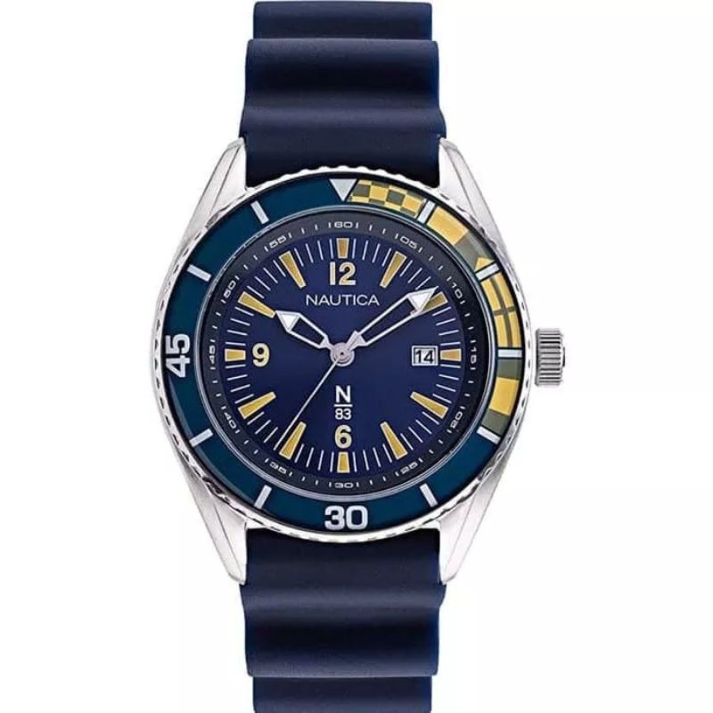 JAM TANGAN PRIA NAUTICA NAPUSF914 ANALOG TALI RUBBER