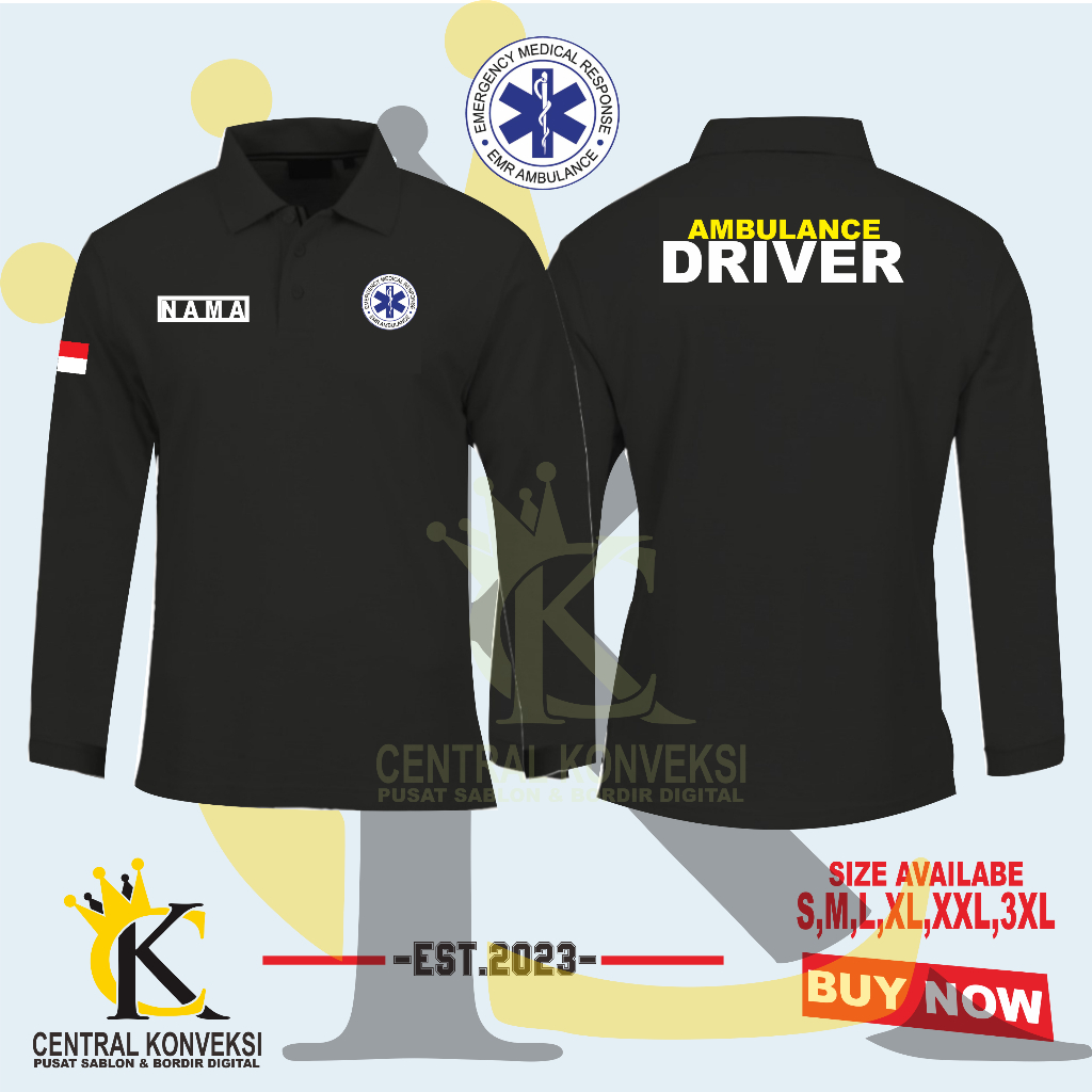 Poloshirt / Kaos Kerah Polo Ambulance Driver / Poloshirt Kaos Kerah Driver Ambulance