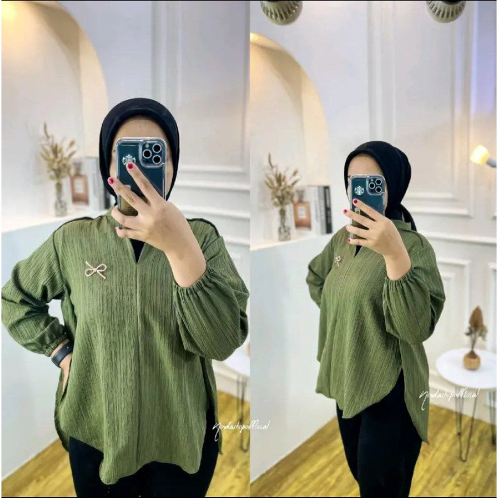 Livia Blouse Atasan Wanita Polos Outher Premium Original Bahan Lady crush Tebal Adem