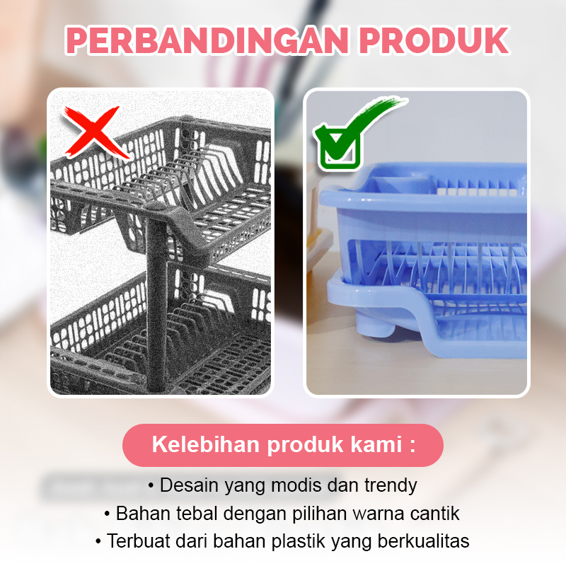 Ladiesstar Termurah  - Tempat Rak Pengering Piring Plastik Pengering Buah dan Sayur (PBR-C) -Tempat Pengering Cuci Piring Gelas Sendok - COD