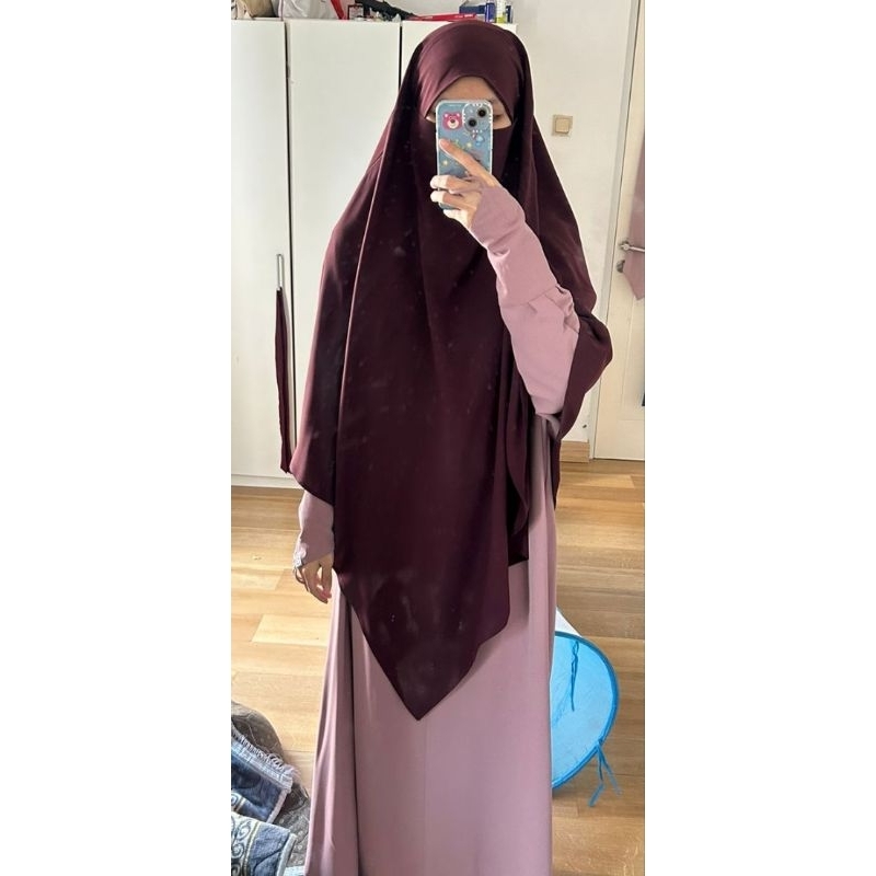 french khimar mazen dark maroon preloved mirip aljenna