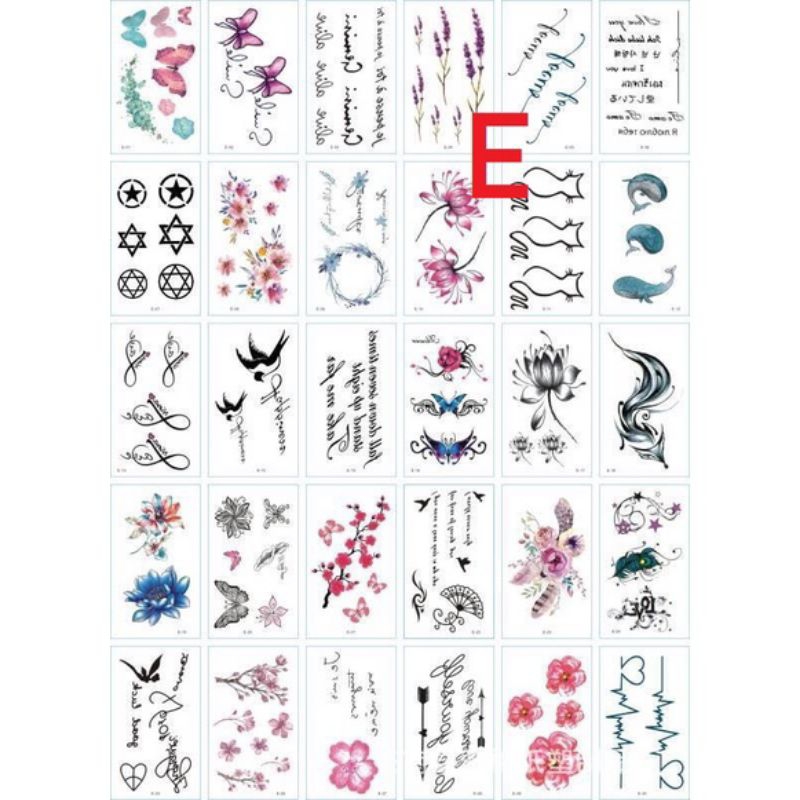 [10 Pcs Tato Kecil Random] - Tatto Temporary Tato Temporer Tahan air Tulisan Bahasa Inggris Kecil - 