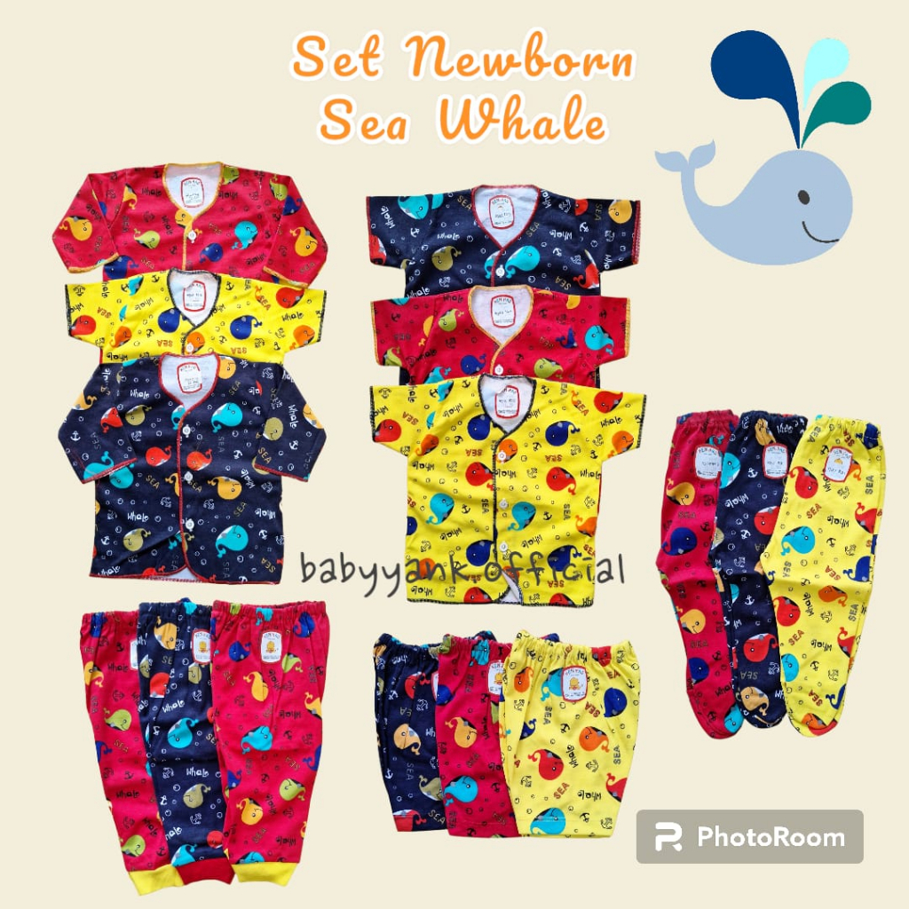 ♥BabyYank♥ Baju Bayi Newborn 0-6bulan 6-2tahun Whale - Celana Bayi Newborn 0-6m - Pakaian Bayi Set 6-2tahun