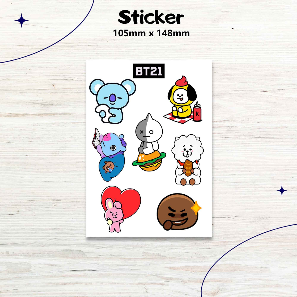 

stiker tumblr BT21 / stiker aesthetic / stiker laptop ukuran A6 (tanpa minimal order)