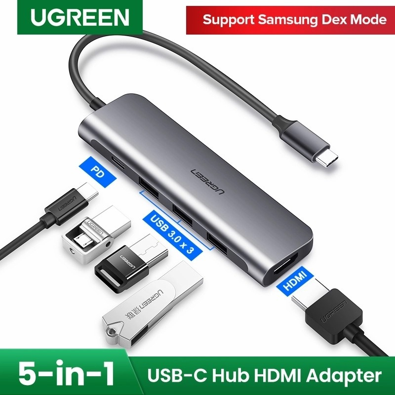 Ugreen 3 usb hub 3.0 type c with 4K hdmi 5 in 1 otg multi port adapter
