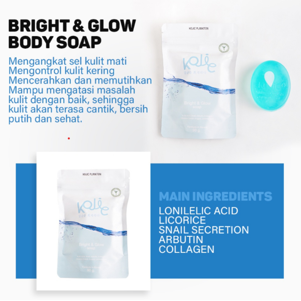 KOJIC PLANKTON Bright &amp; Glow Body Soap 90 gram BPOM