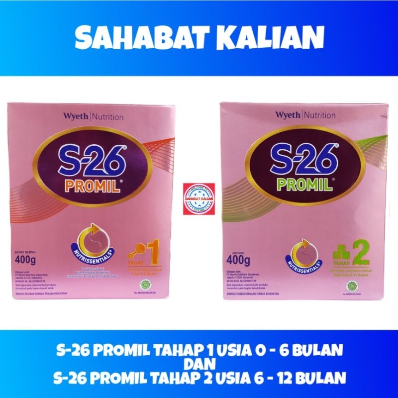 S26 Promil tahap 1 dan tahap 2 400gram