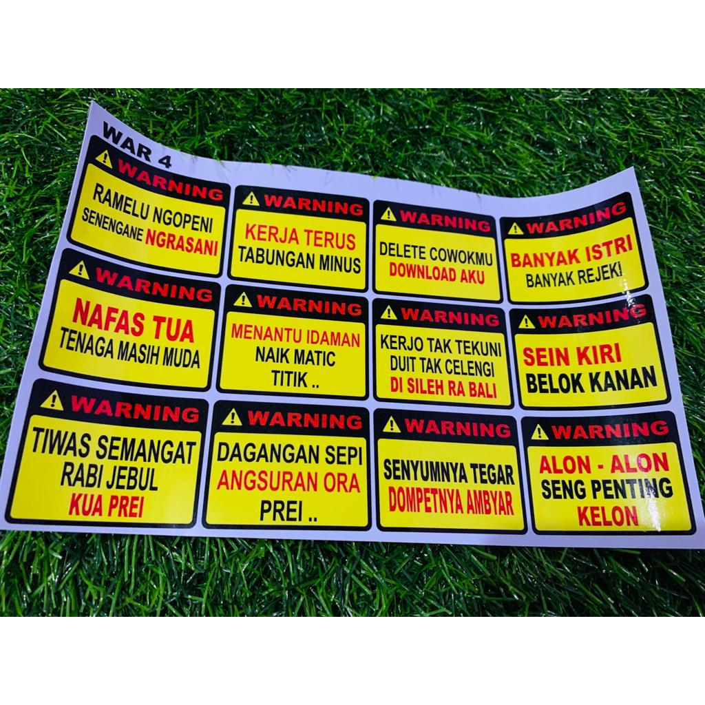 WAR 4 - Stiker Paket Kata Kata Warning Cautivon Lucu Racing Sticker Setiker Aesthetic Pack Vinyl Hol