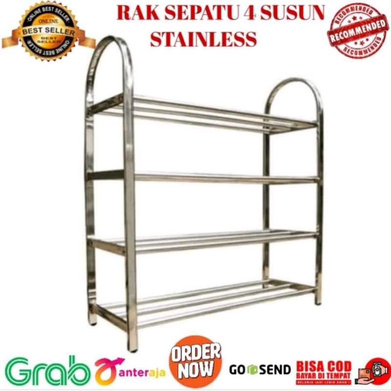 Rak sepatu stainless 4 susun