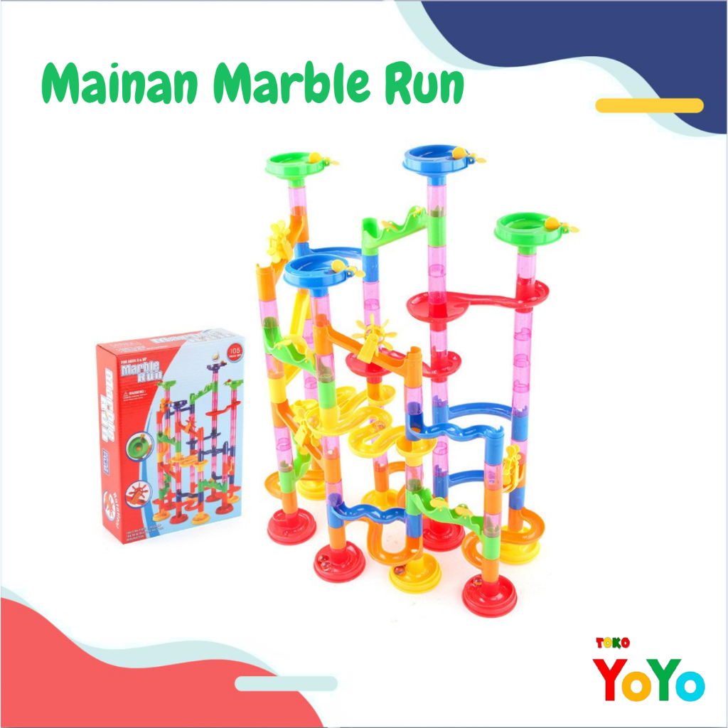 TokoYoyo Mainan Anak Balok Susun Kelereng Marble Run 105pcs DIY Susun Seluncur Mainan Edukasi Kado A