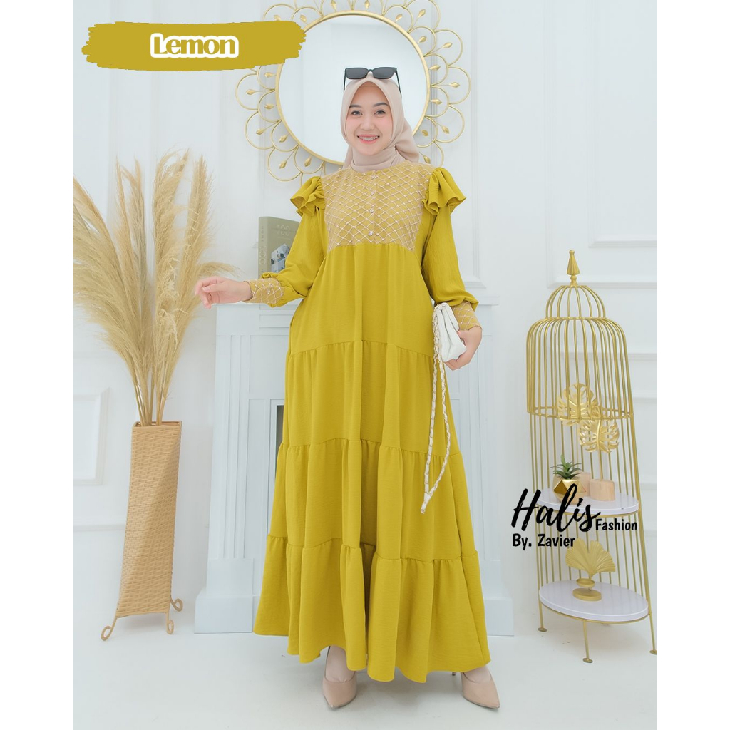 Halisya Dress/ Gamis Halis Fashion Original/ Gamis Busui Motif Polos