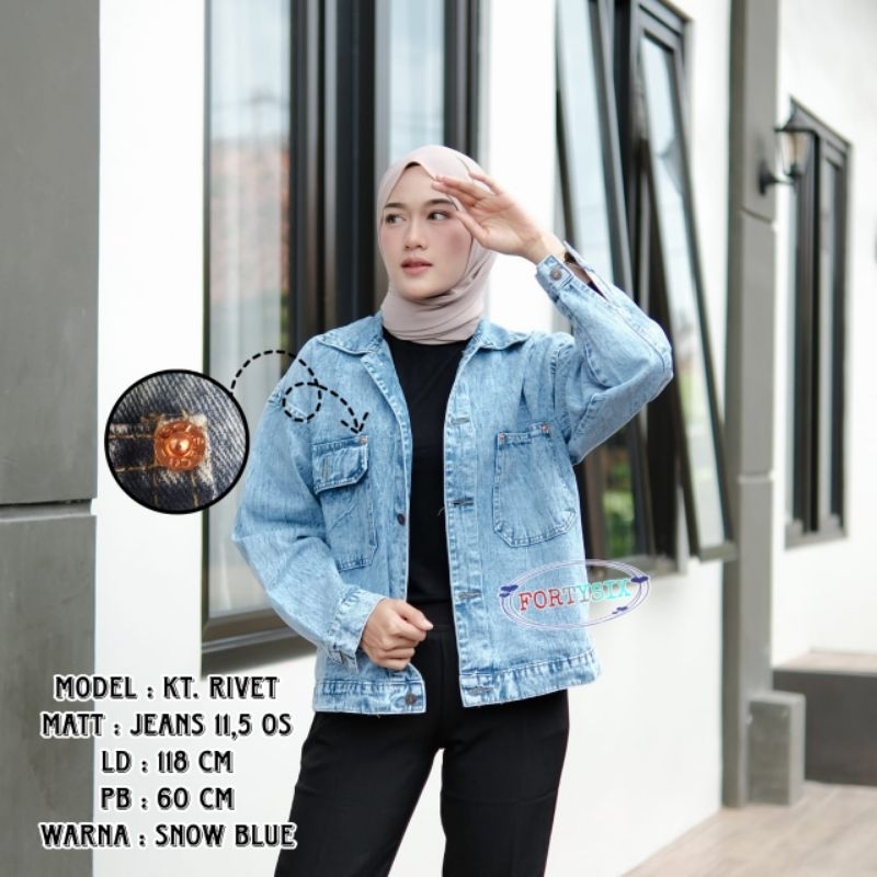 AFAREEN - Jaket Jeans Snow Jacket Denim Crop LD 118 cm