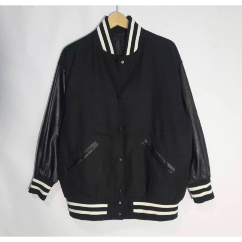 jacket wool leather varsity GU