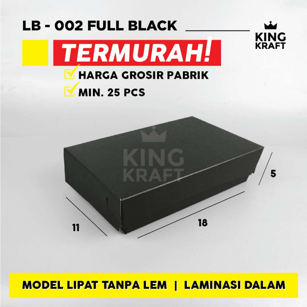 Paper lunch box M ayam geprek nasi /goreng laminasi full hitam 275gsm