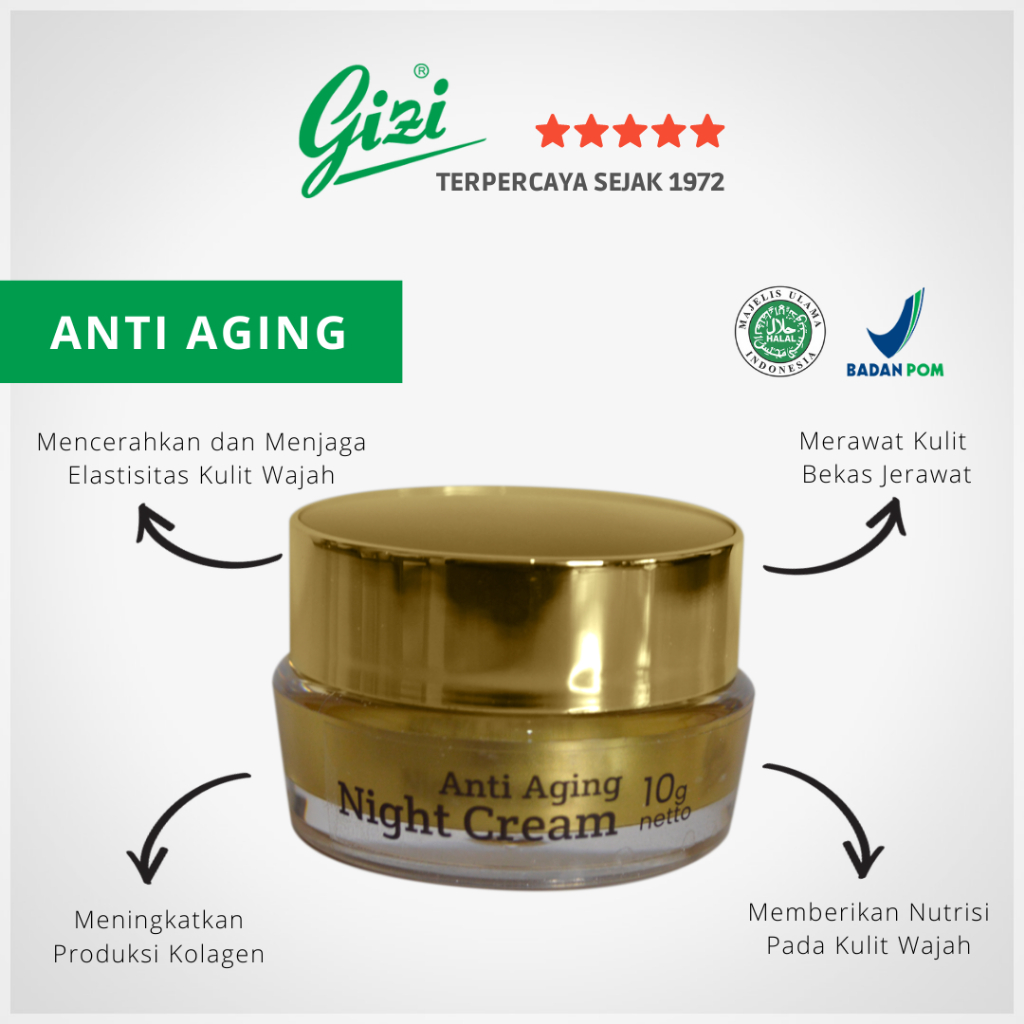 Skincare Night Cream Anti Aging Krim Malam Pelembab Perawatan Wajah Penuaan BPOM Gizi Super Cream Or