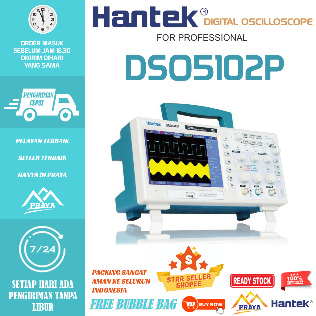 Digital Oscilloscope HANTEK DSO5102P DSO-5102P DSO2D10 DSO-2D10 2 channel