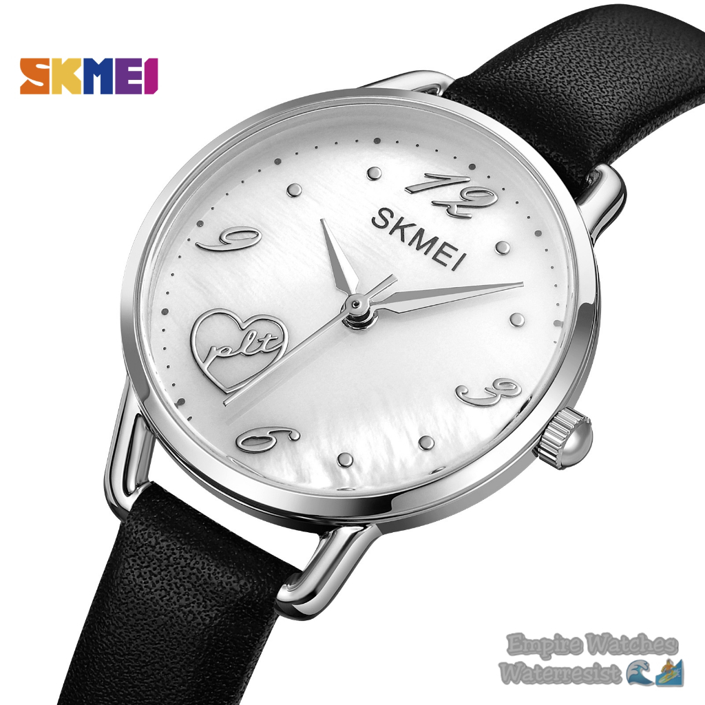 Jam Tangan Skmei 2005 Wanita Cewek Analog Tanggal Strap Leather Original Waterproof