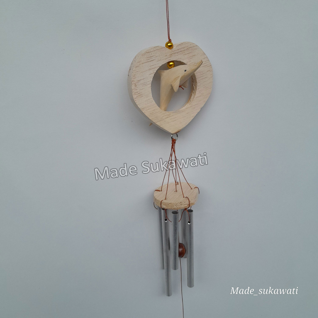 Lonceng aluminium Love Lubang Dolphin krincingan gantungan windchimes