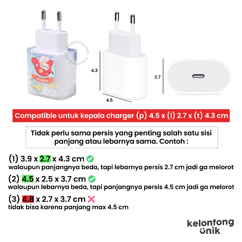 Android &amp; iPhone - Set 5 pcs Paket Cover Pelindung Kepala &amp; Kabel Charger Spiral | CLEAR