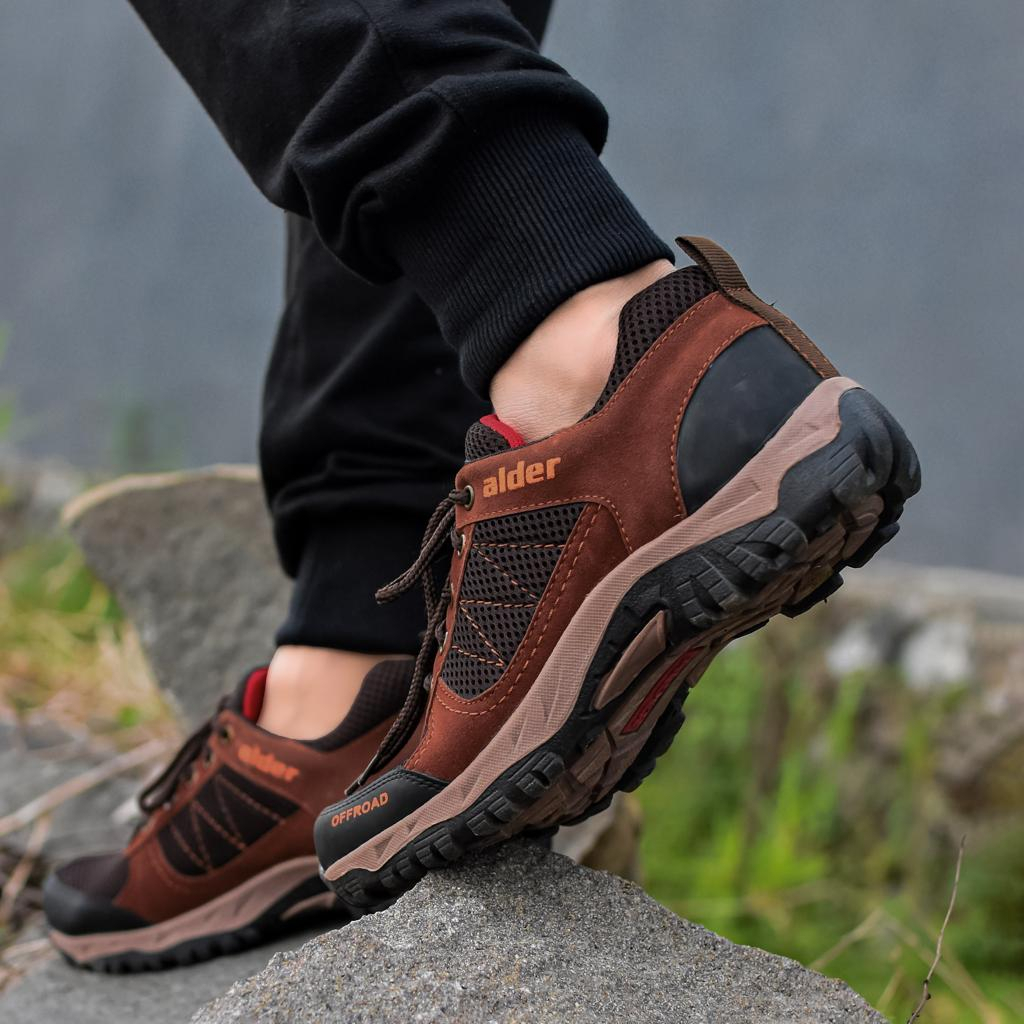 ALDER Sepatu Gunung Pria Model Pendek Size 39-43 Sol karet upper kulit sintetis Sepatu Pria
