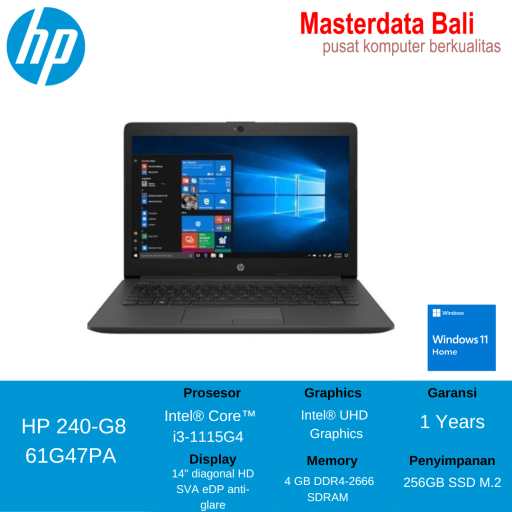 Notebook HP 240 G8 PN: 61G47PA