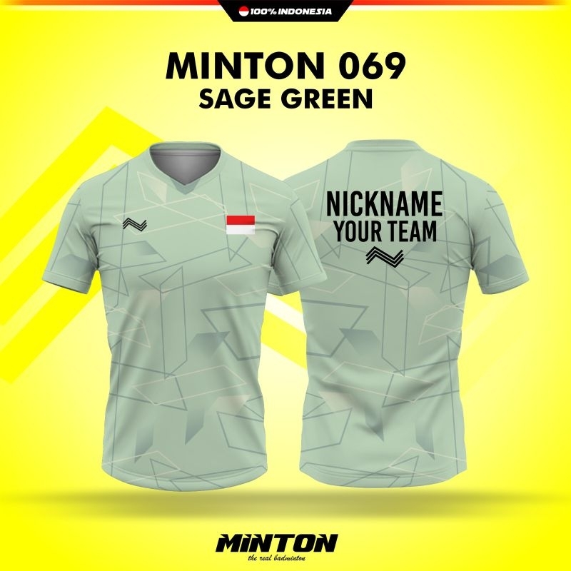 [ ANAK & DEWASA ] BAJU MINTON 069 SAGE GREEN BAJU MINTON KAOS BADMINTON VOLLY GOWES IMPORT PINGPONG 