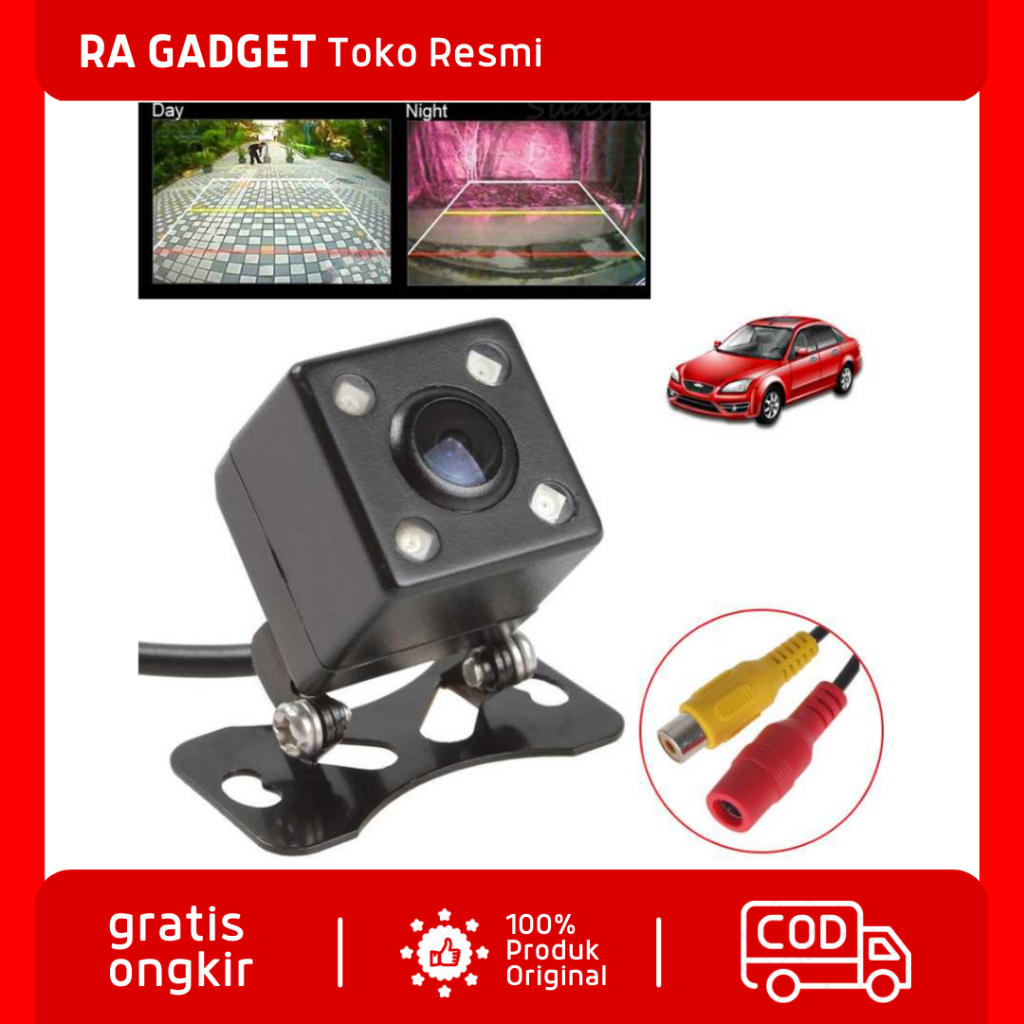 Kamera Belakang Mobil dengan 4 LED Night Vision Car Rear Camera Waterproof / Kamera Camera Parkir Mu